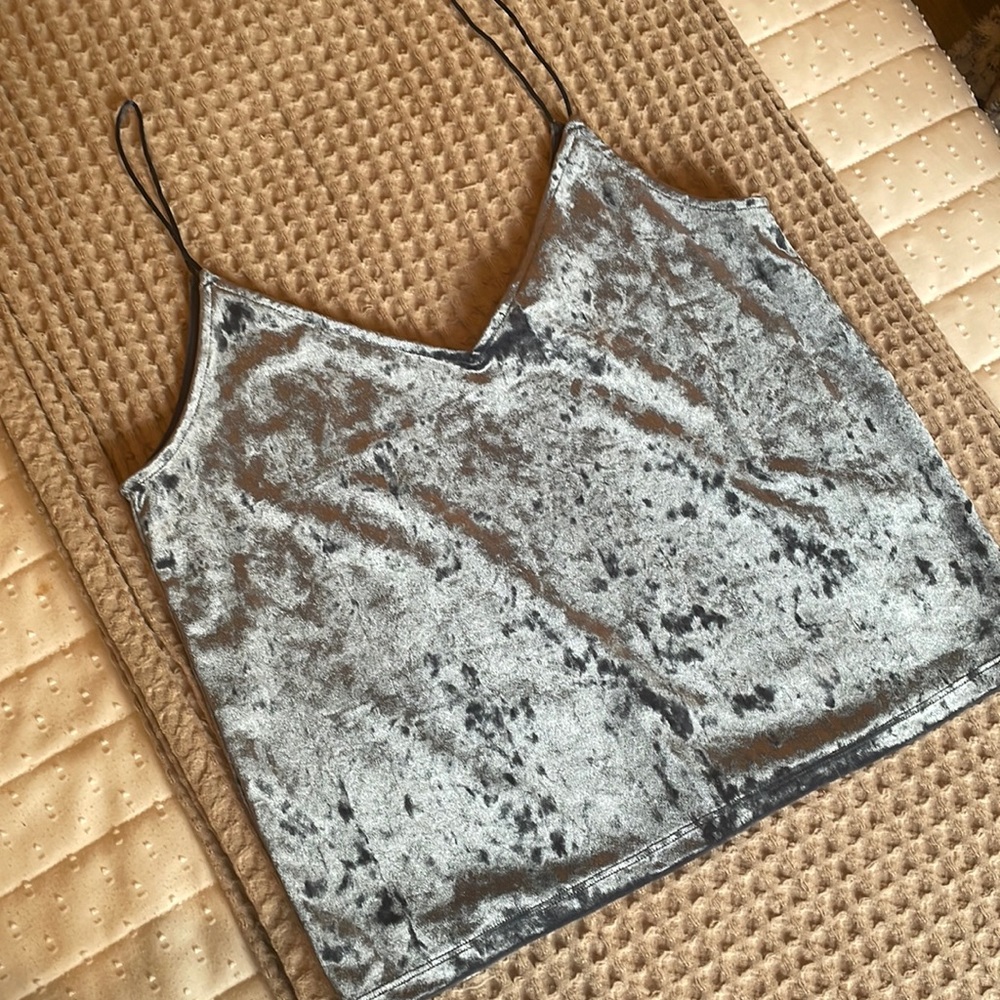 H&M velvet velour crop tank top